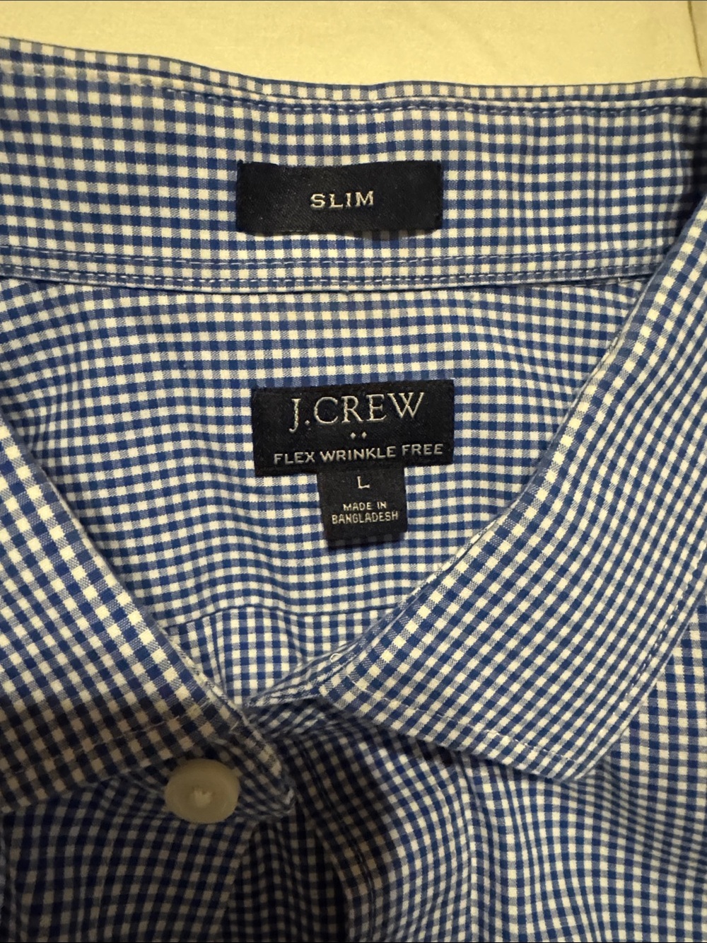 J. Crew Slim-Fit Blue & White Gingham Dress Shirt